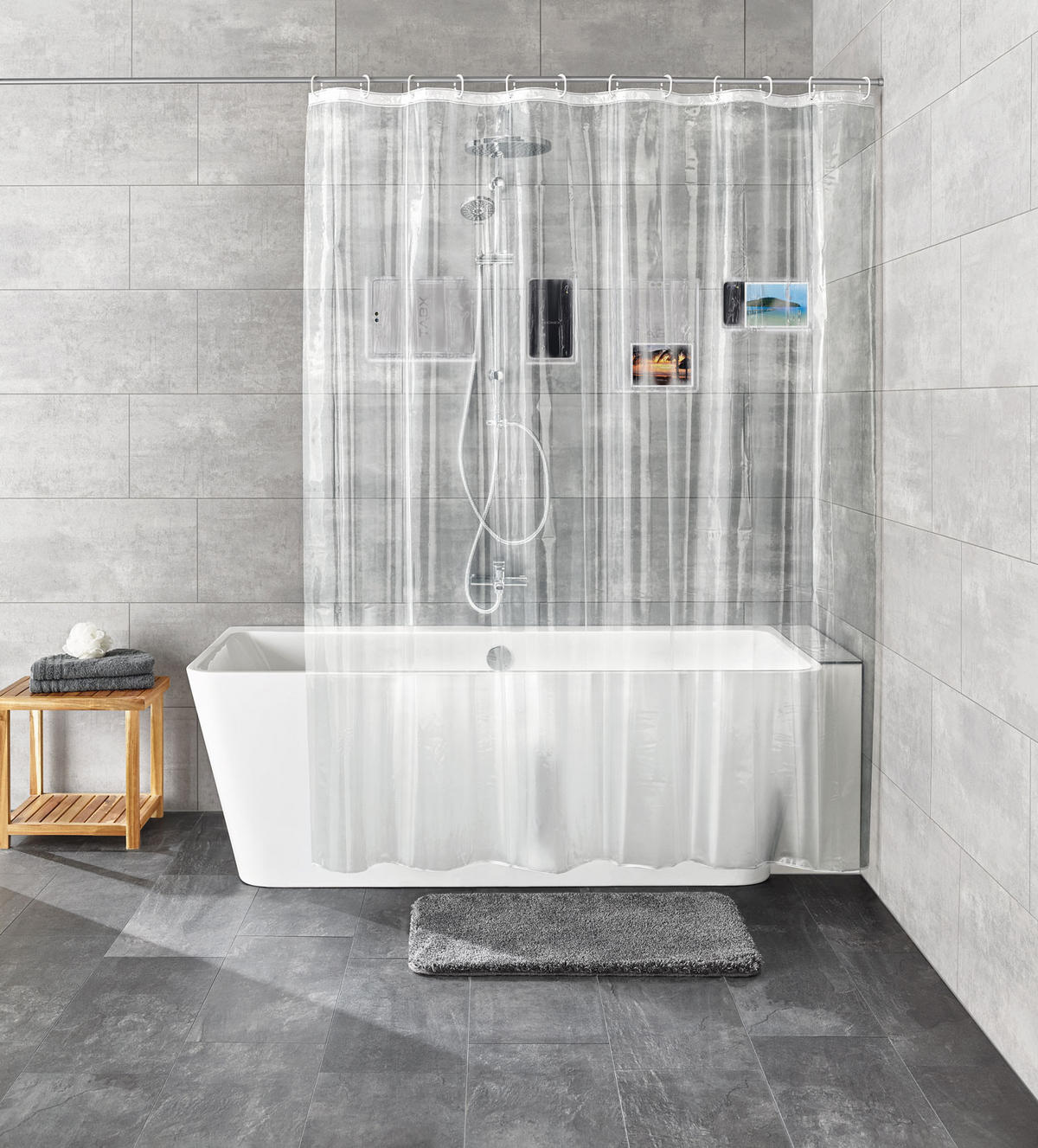 ZAVJESA ZA TUŠ  prozirno  POCKET  - prozirno, Konvencionalno, plastika (180/200cm) - Kleine Wolke