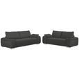 3-SITZER-SOFA Lederlook Anthrazit  - Chromfarben/Anthrazit, KONVENTIONELL, Textil/Metall (241/85/95cm) - Carryhome