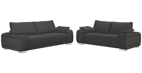 2-SITZER-SOFA Lederlook Anthrazit - Chromfarben/Anthrazit, KONVENTIONELL, Textil/Metall (212/85/95cm) - Carryhome