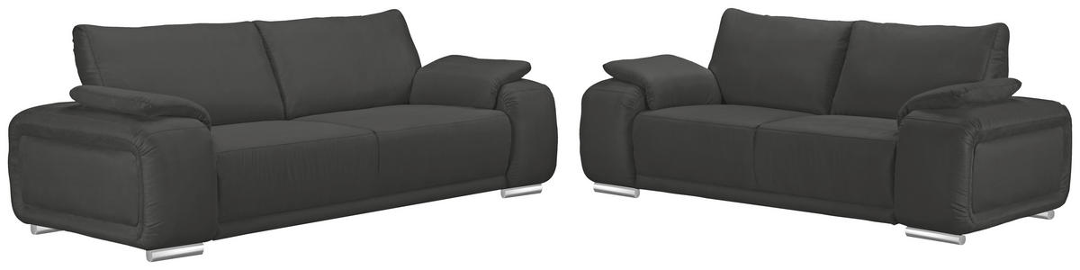 2-SITZER-SOFA Lederlook Anthrazit  - Chromfarben/Anthrazit, KONVENTIONELL, Textil/Metall (212/85/95cm) - Carryhome