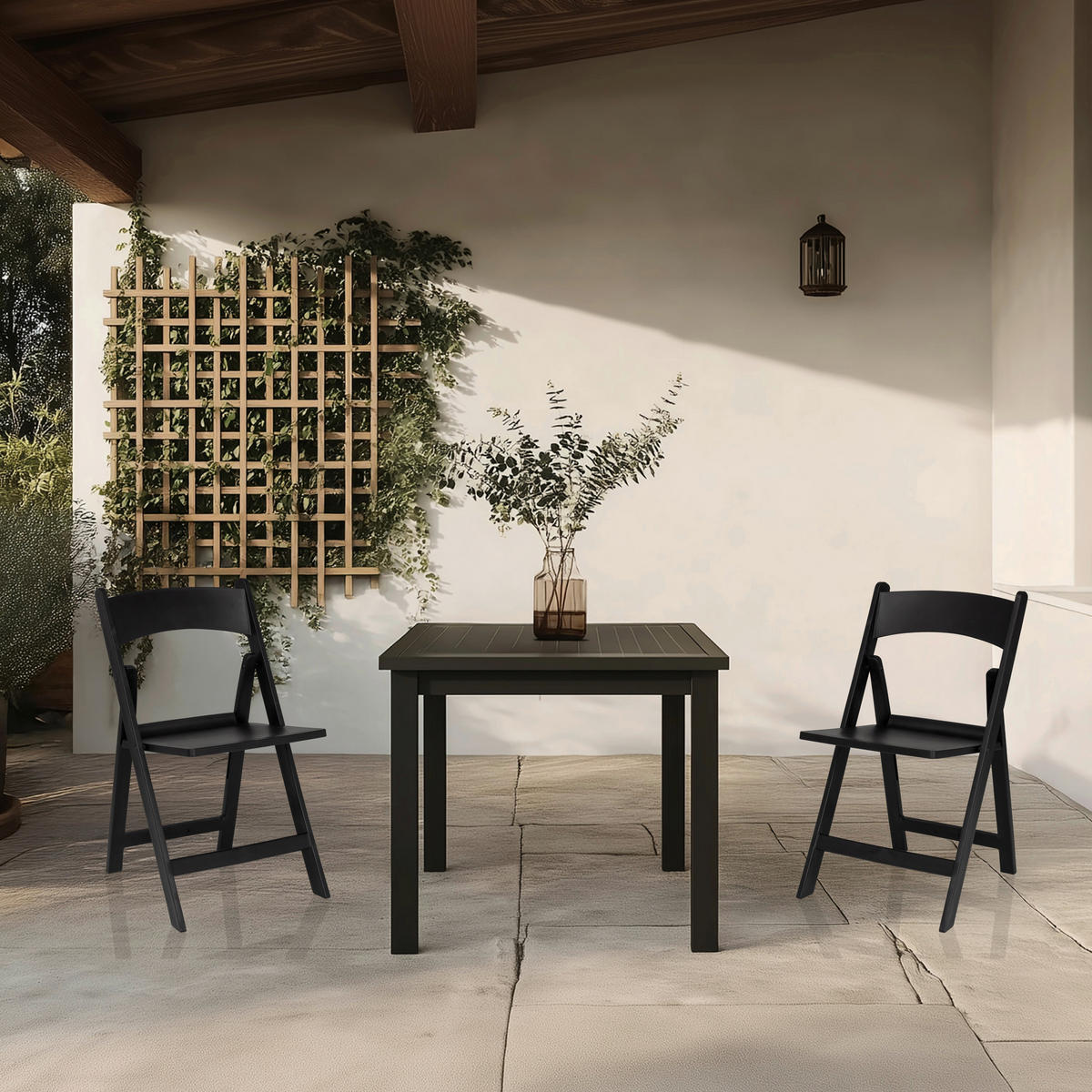 GARTENKLAPPSTUHL-SET in Kunststoff Schwarz  - Schwarz, MODERN, Kunststoff (44/80/47cm) - MID.YOU