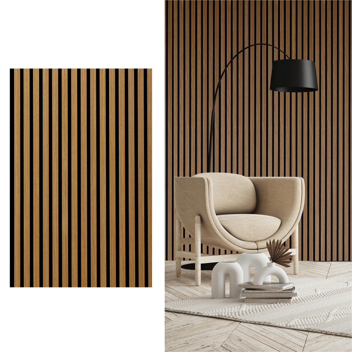 AKUSTICKÝ PANEL 56/120/1.8 cm - barvy dubu, Basics, dřevo/kompozitní dřevo (56/120/1.8cm)