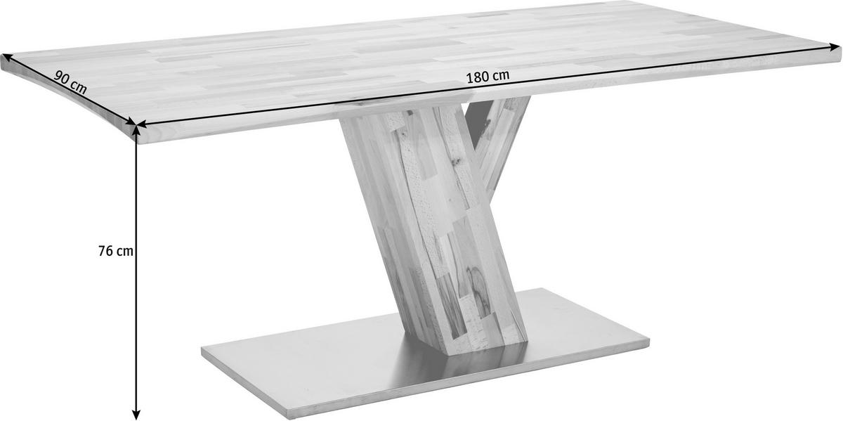 ESSTISCH Kernbuche massiv rechteckig Buchefarben  - Buchefarben, Natur, Holz/Metall (180/90/76cm) - Livetastic