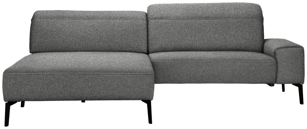 ECKSOFA in Mikrofaser Grau  - Schwarz/Grau, Design, Textil/Metall (203/266cm) - Johann Jakob