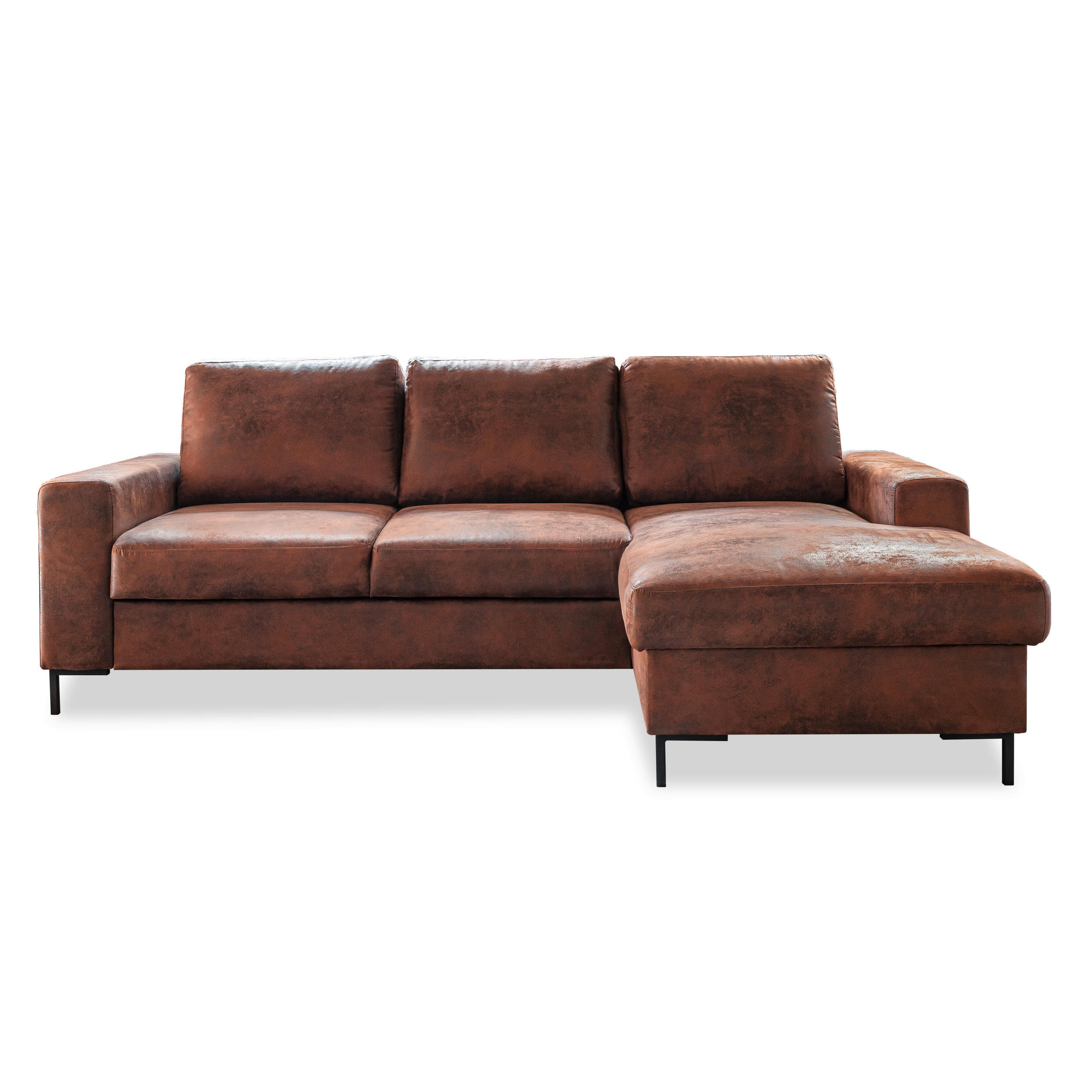 HÖRNSOFFA i brun  - brun/svart, Modern, metall/textil (236/149cm) - MID.YOU