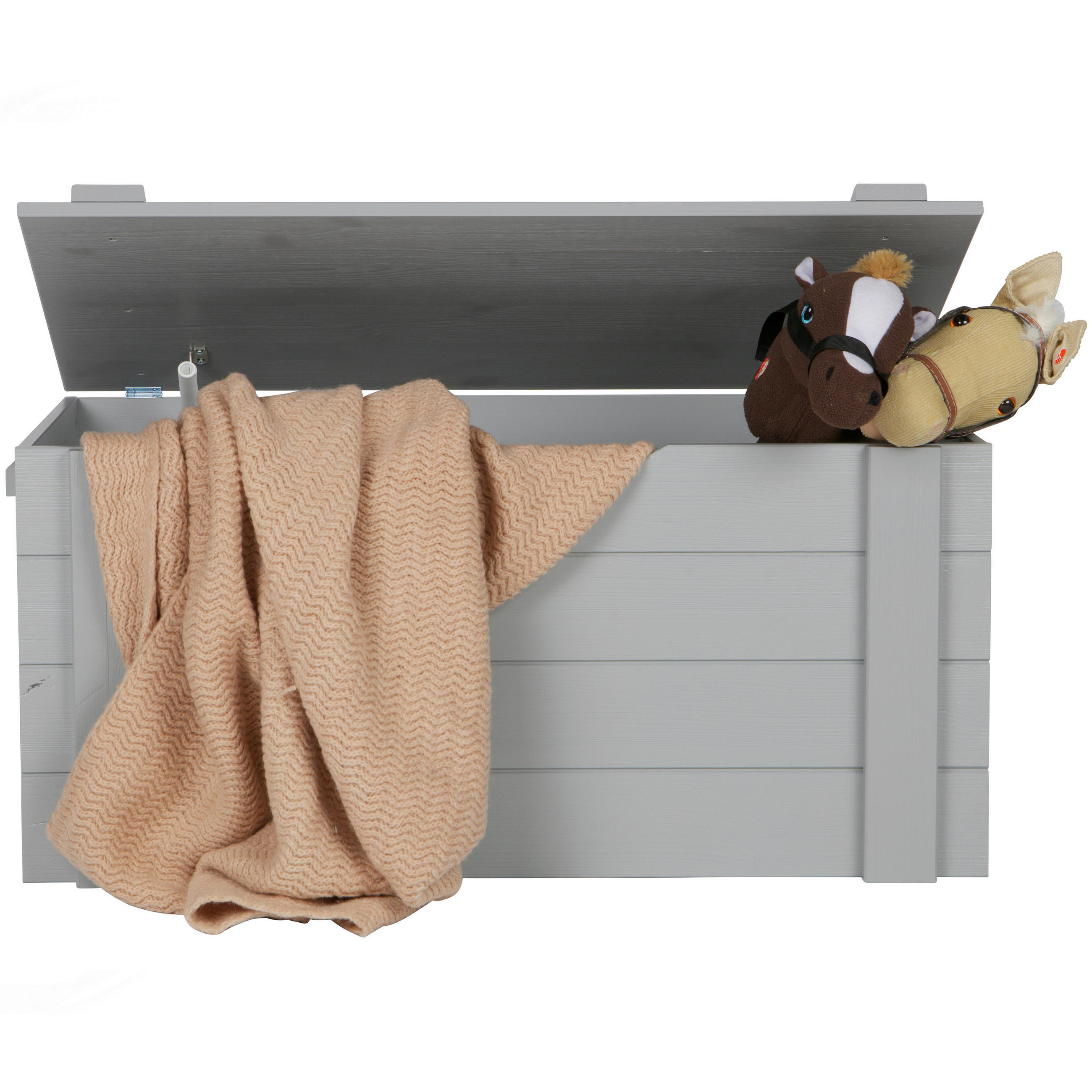 TRUHE Holz Kiefer massiv - Hellgrau, Design, Holz (90/42/42cm) - Livetastic
