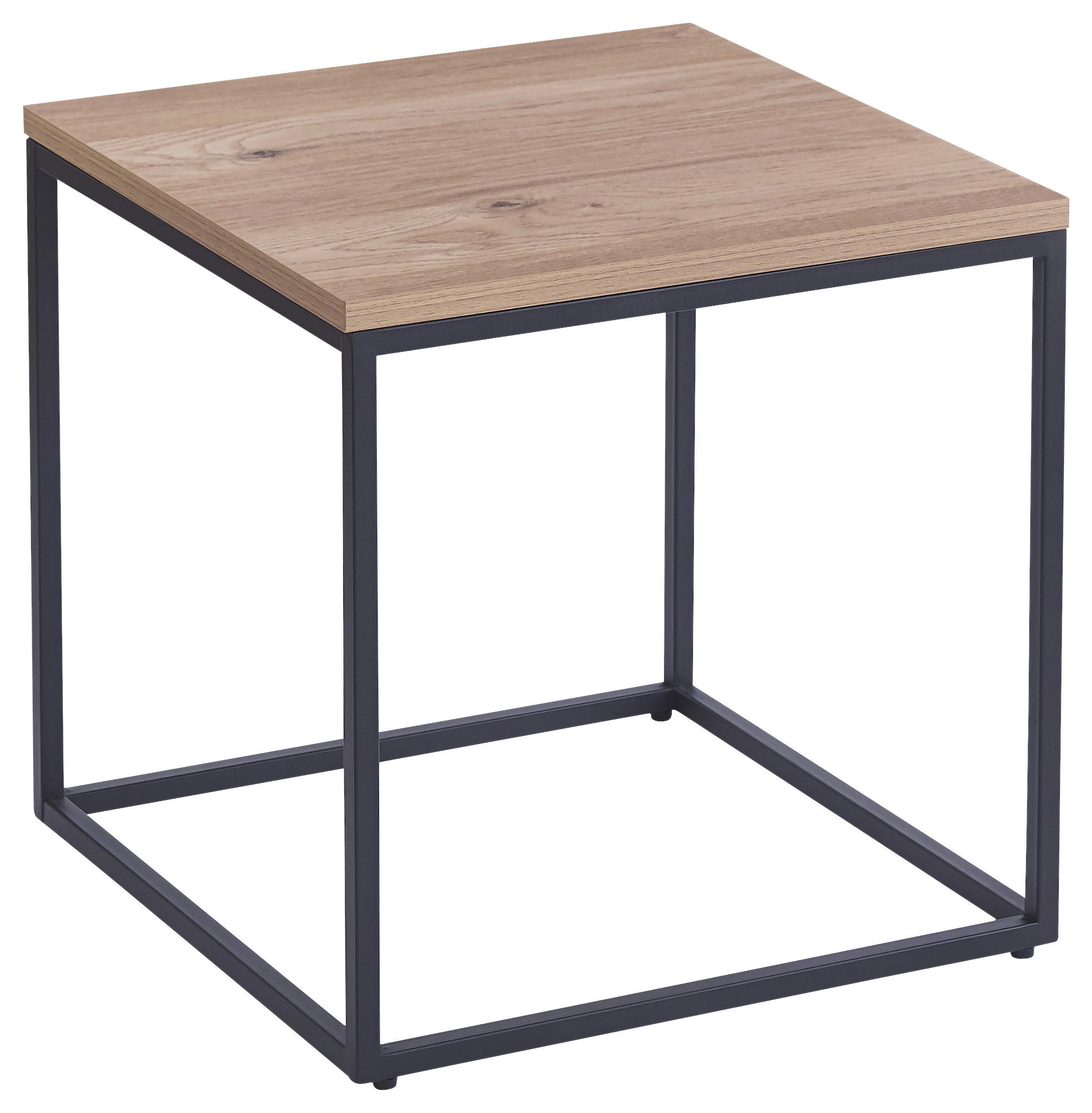 COUCHTISCH 45/45/45 cm quadratisch Naturfarben, Schwarz  - Schwarz/Naturfarben, Design, Holzwerkstoff/Metall (45/45/45cm) - Ti'me