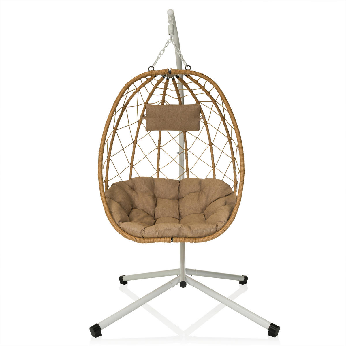 HÄNGESESSEL 98/188/114 cm  - Beige/Weiß, MODERN, Kunststoff/Textil (98/188/114cm) - MID.YOU