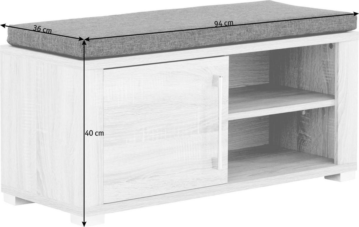 KLUPA ZA PREDSOBLJE  siva, hrast Sonoma  drvni materijal  - srebrne boje/siva, Konvencionalno, drvni materijal (90/40/36cm) - Cantus