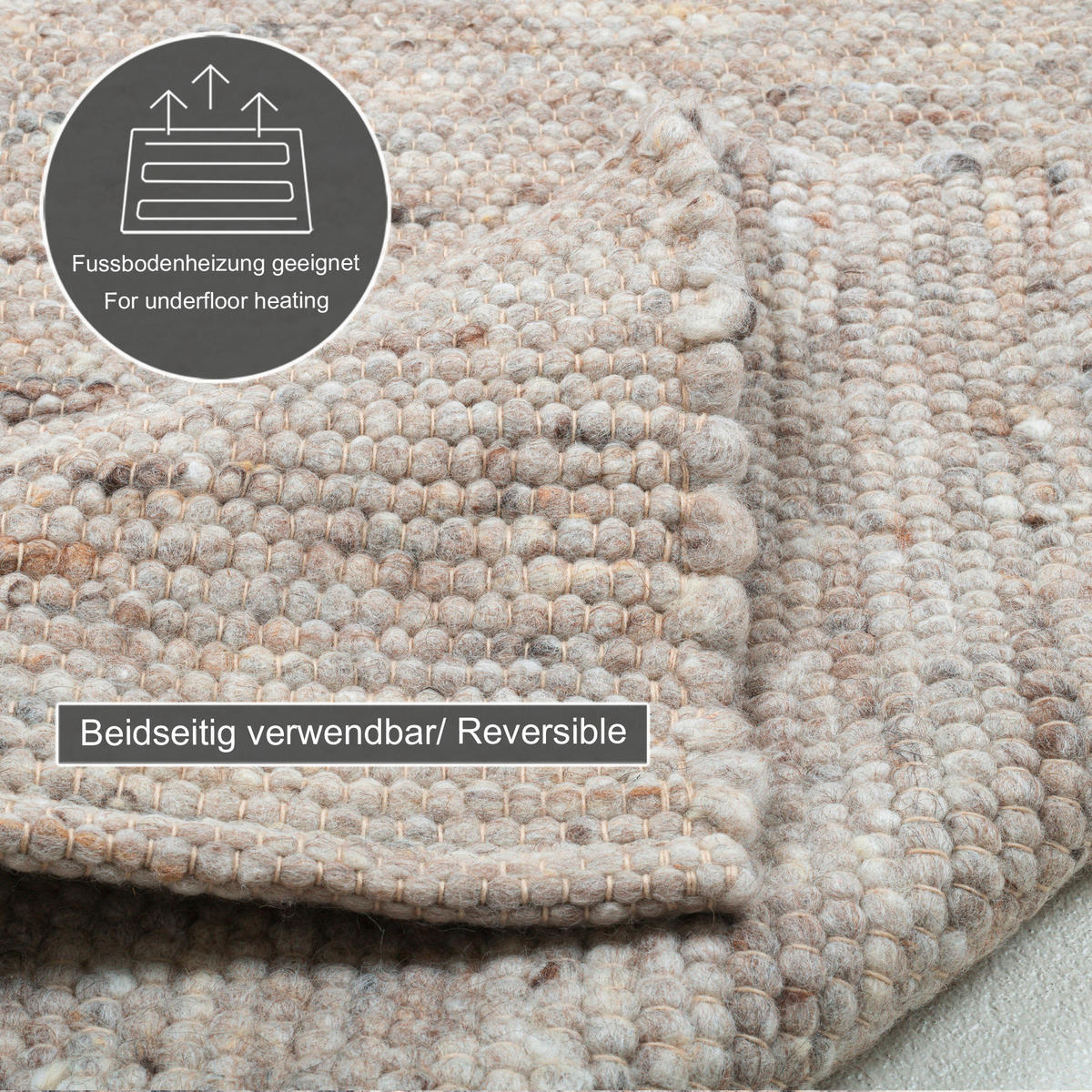 HANDWEBTEPPICH 120/180 cm Alm Glück Sandfarben  - Sandfarben, Basics, Textil (120/180cm) - Tom Tailor