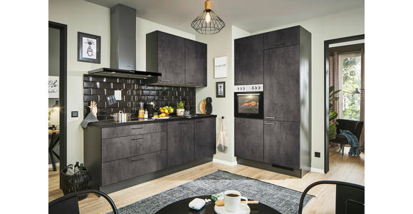 ECKKÜCHE 220/120 cm in Graphitfarben, Schwarz, Dunkelgrau - Dunkelgrau/Schwarz, Design, Holzwerkstoff/Metall (220/120cm) - Xora