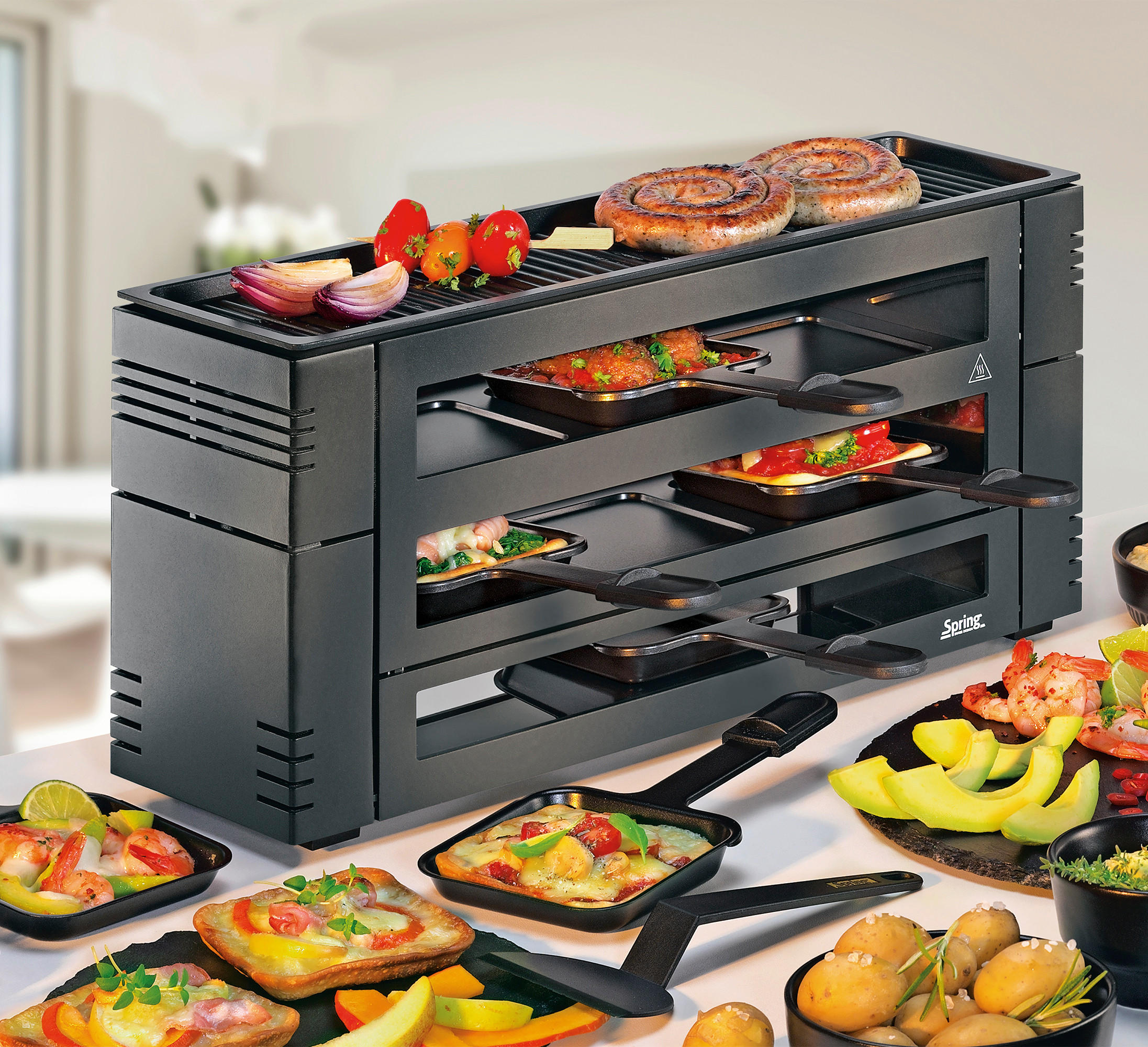 RACLETTE-GRILL PizzaRaclette6  - Schwarz, Basics, Metall (46/16/21,5cm) - Spring