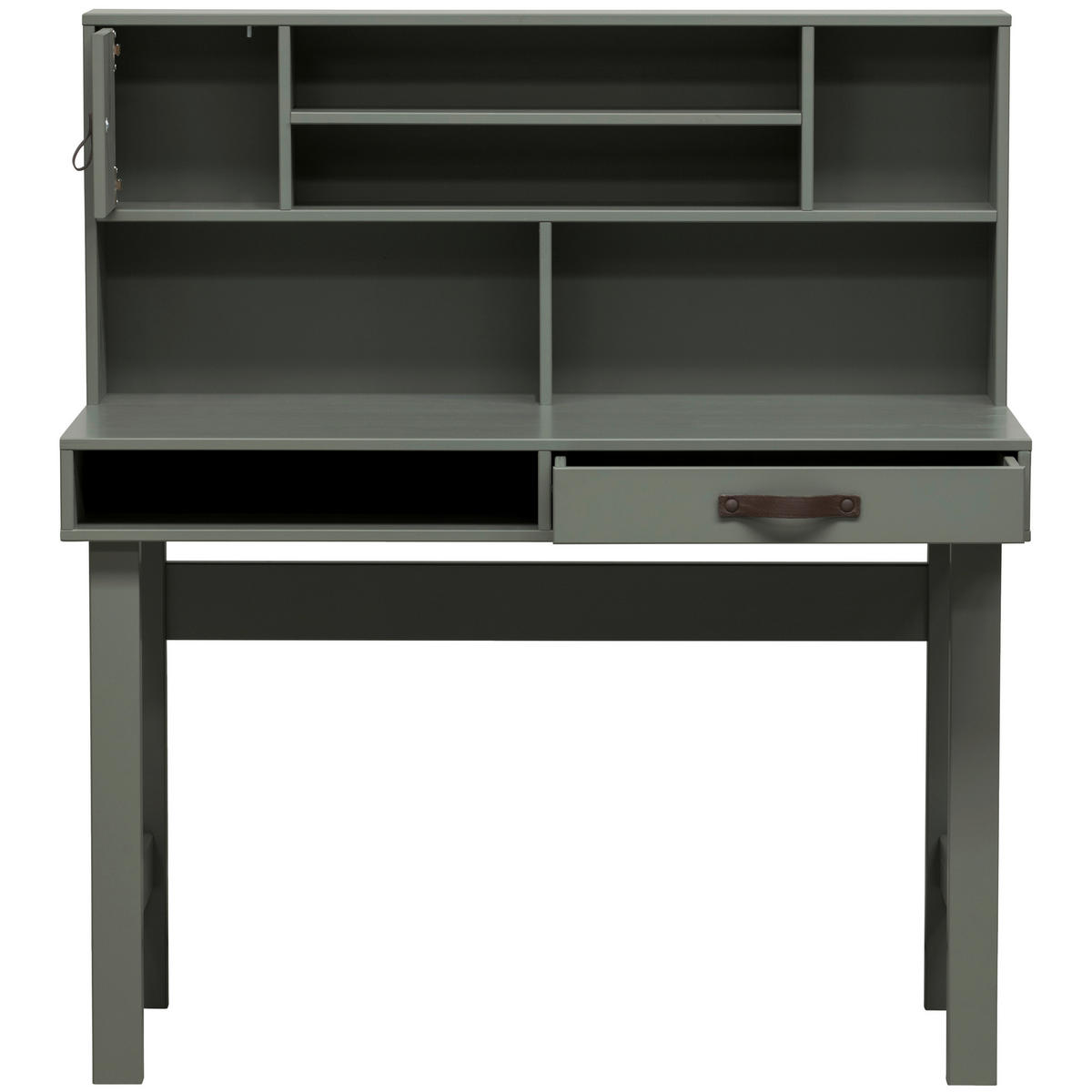 SCHREIBTISCH 110/58/122 cm  in Grün  - Braun/Grün, MODERN, Leder/Holz (110/58/122cm) - Livetastic