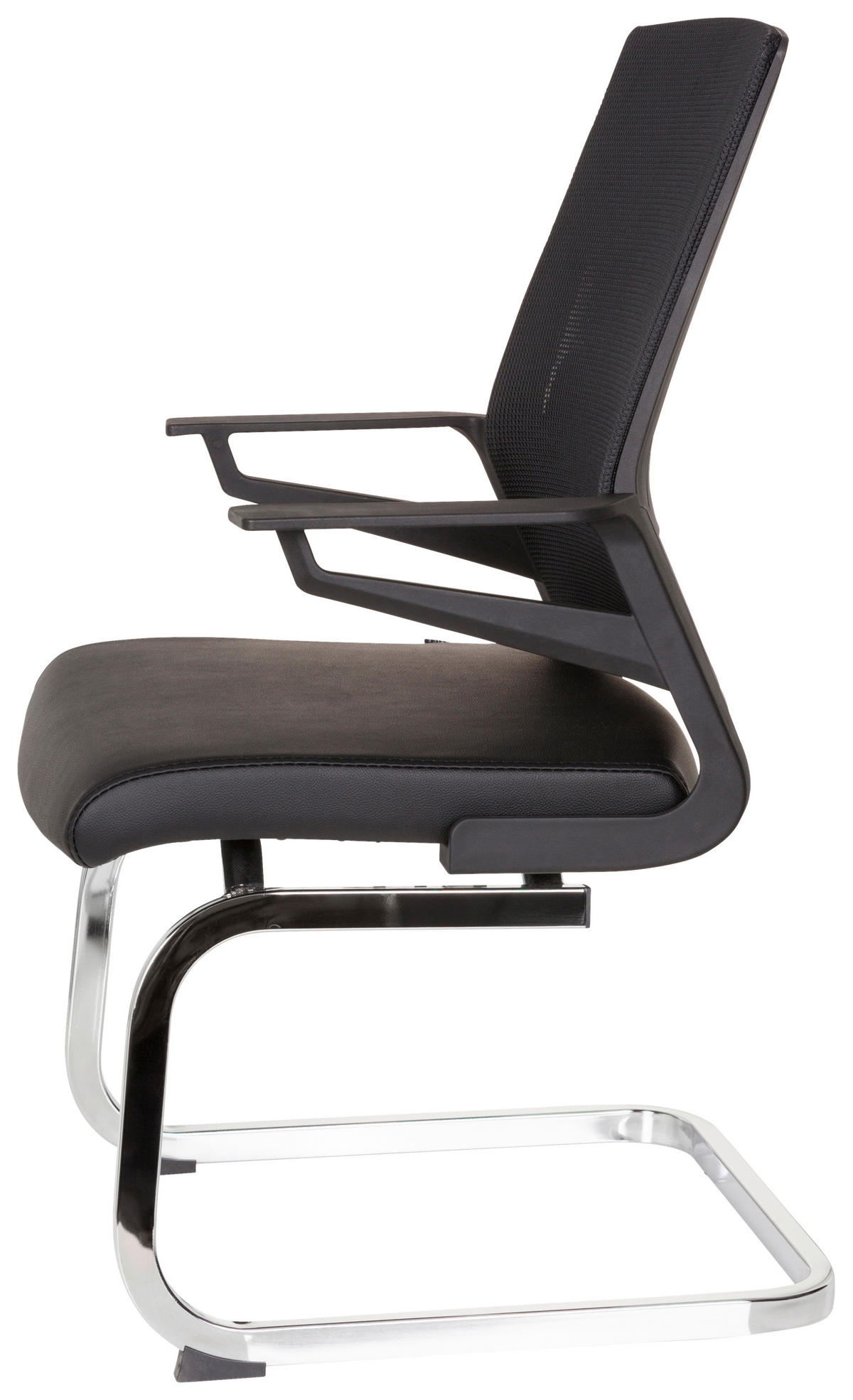 BESUCHERSTUHL Schwarz  - Chromfarben/Schwarz, MODERN, Kunststoff/Textil (58/95/54cm) - MID.YOU