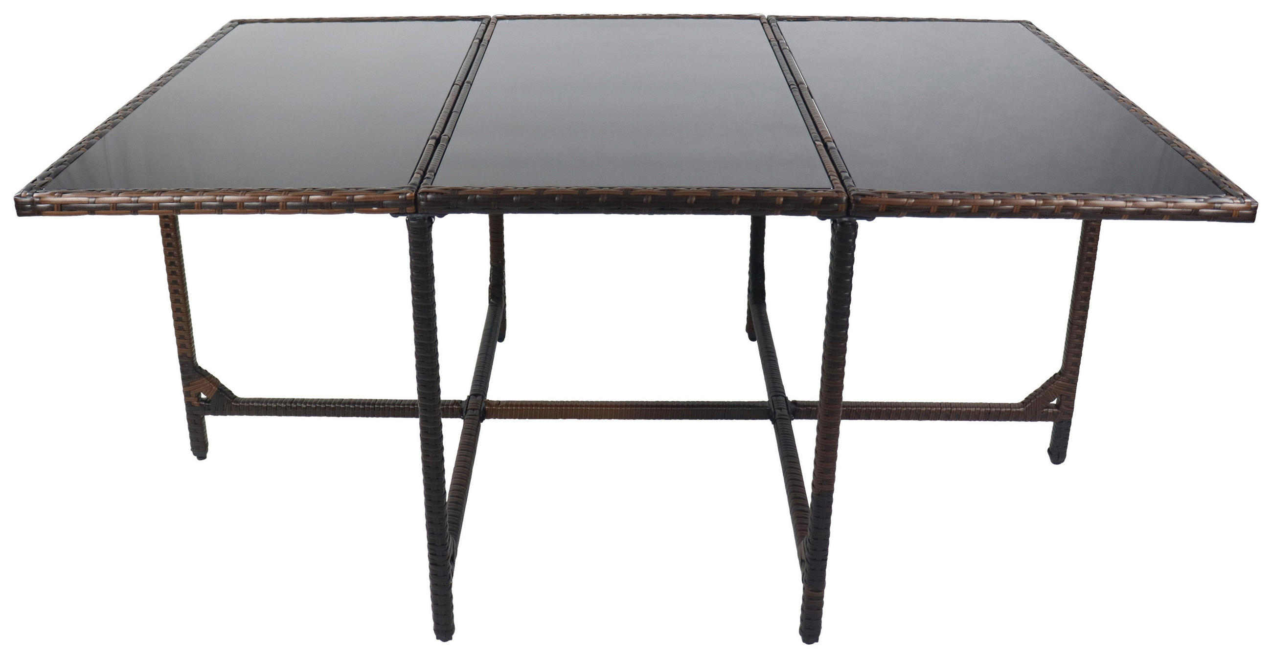 Thumbnail - Ambia Garden Gartentisch, Braun, Metall, Kunststoff, Glas, quadratisch, 110x72x170 cm, klappbar, regenabweisend, rostfre...