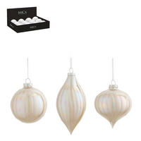 KARÁCSONYFADÍSZ - krémszínű, Basics, üveg (8/8/8cm)