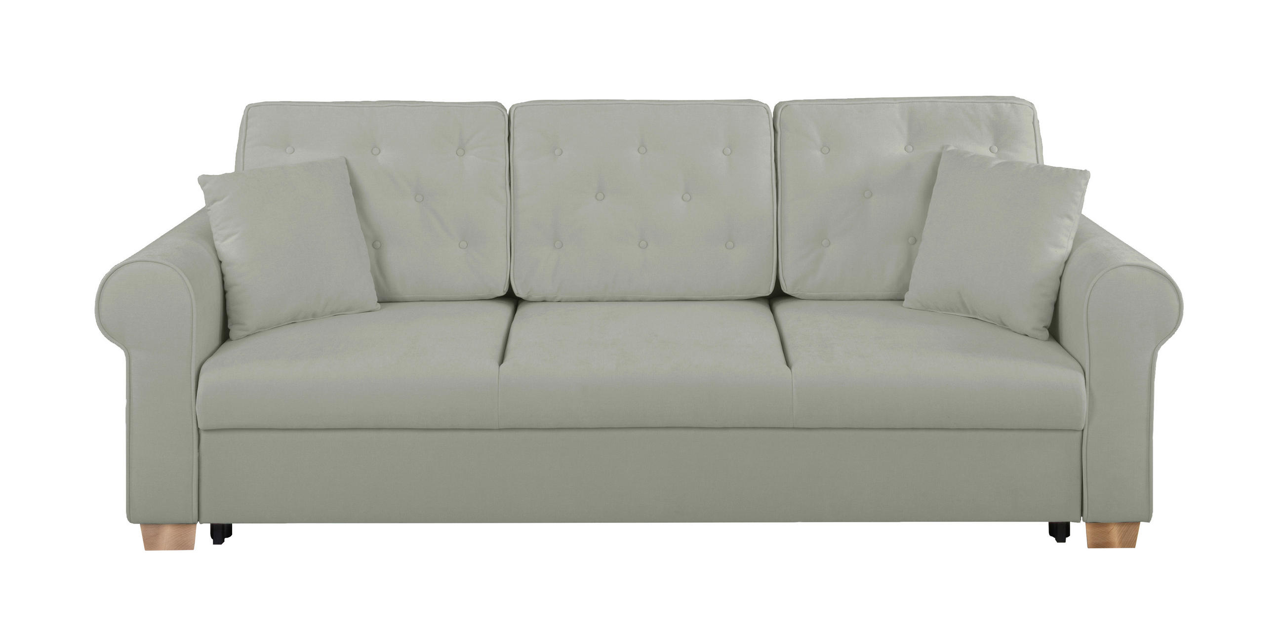 SCHLAFSOFA in Chenille Grau - Buchefarben/Grau, Design, Holz/Textil (240/94/98cm) - MID.YOU