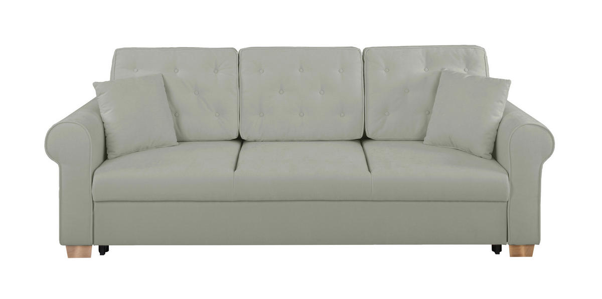 SCHLAFSOFA in Chenille Grau  - Buchefarben/Grau, Design, Holz/Textil (240/94/98cm) - MID.YOU