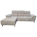ECKSOFA Taupe Cord Rücken echt, Kopfteilverstellung, Sitzvorzug  - Taupe/Schwarz, KONVENTIONELL, Textil/Metall (196/290cm) - Carryhome