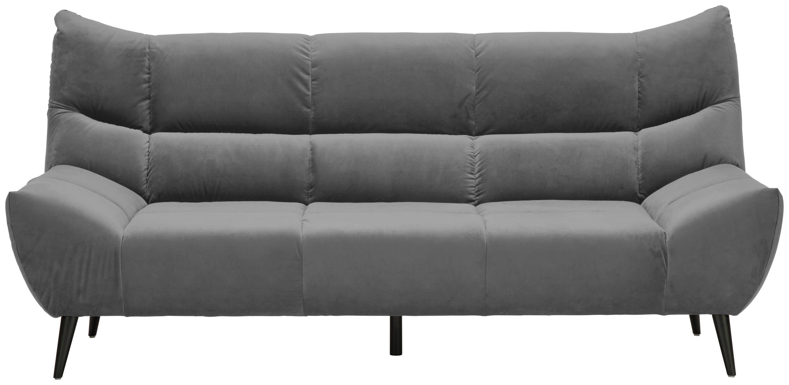 3-SITZER-SOFA in Mikrofaser Grau  - Schwarz/Grau, Design, Textil/Metall (222/106/99cm) - Xora
