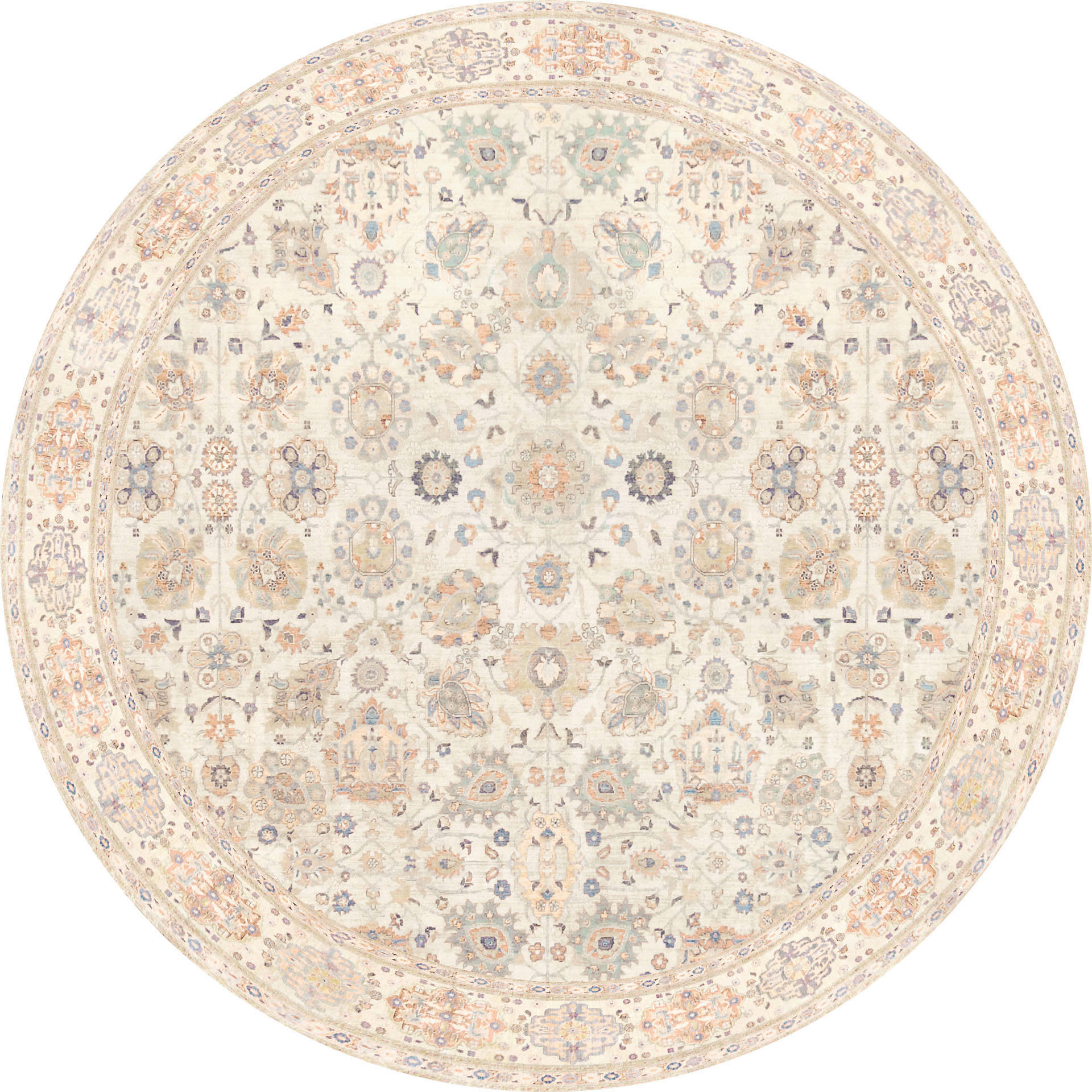 VINTAGE-TEPPICH 200 cm Living Jane Hellrosa, Perlmutt, Pastellblau rund  - Pastellblau/Hellrosa, LIFESTYLE, Kunststoff/Textil (200cm) - Lindorug