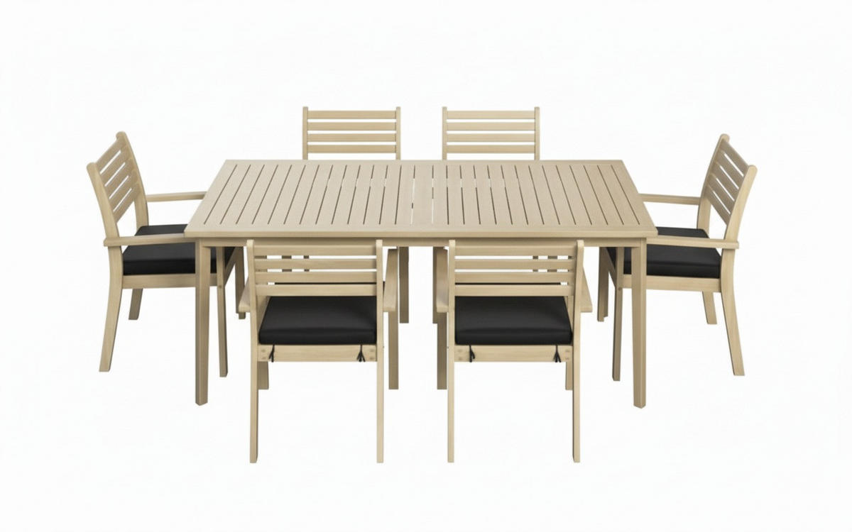 GARTENTISCHGRUPPE   - Teakfarben, Natur, Holz/Kunststoff (160/75/90cm) - Ambia Garden