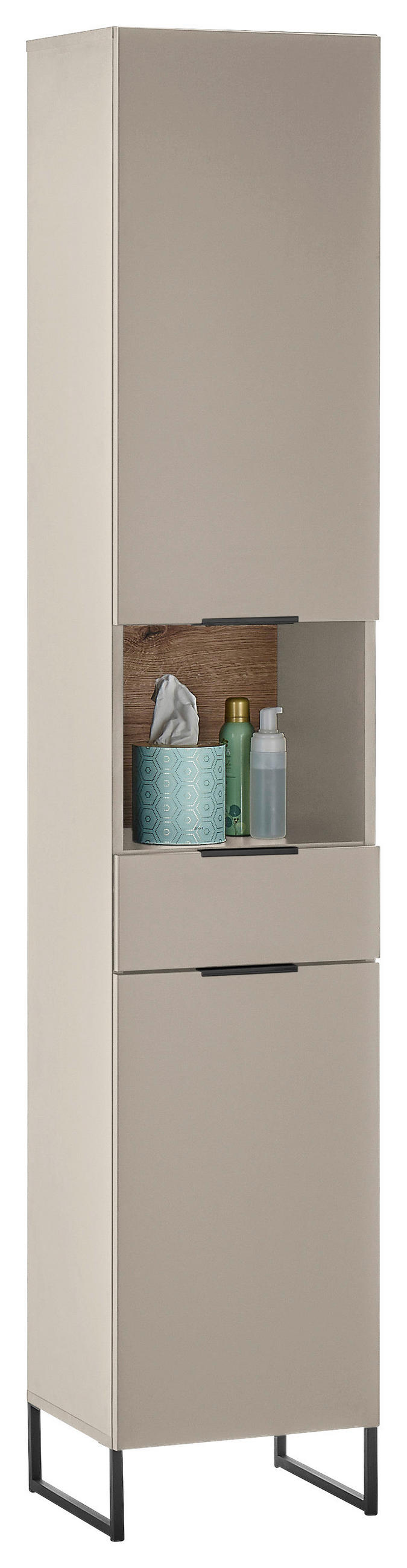 HOCHSCHRANK 38/195/32 cm  - Kaschmir/Eichefarben, KONVENTIONELL, Holzwerkstoff/Metall (38/195/32cm) - home24