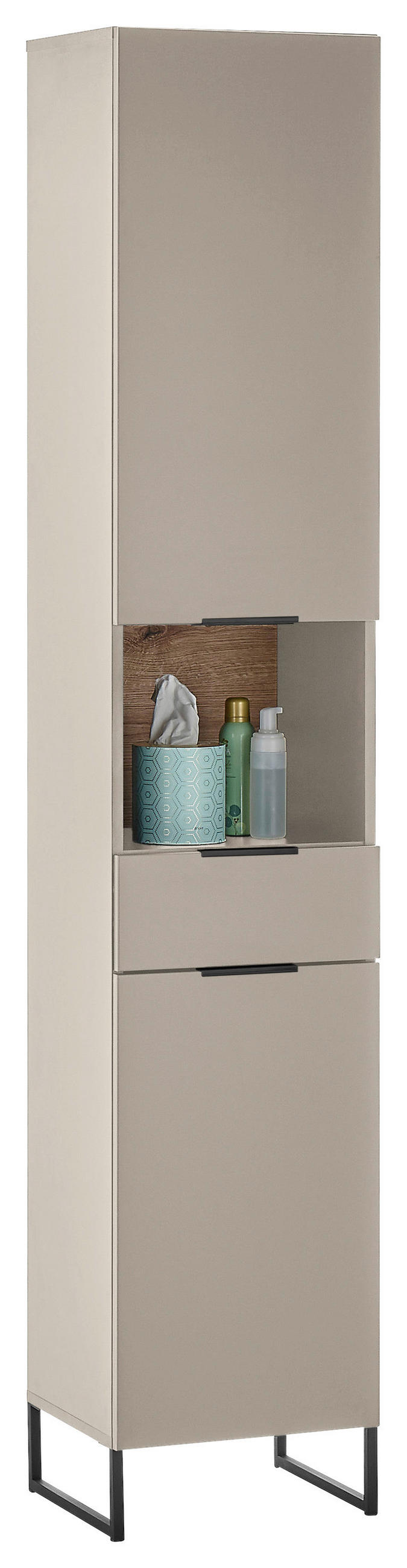 HOCHSCHRANK 38/195/32 cm  - Kaschmir/Eichefarben, KONVENTIONELL, Holzwerkstoff/Metall (38/195/32cm) - home24