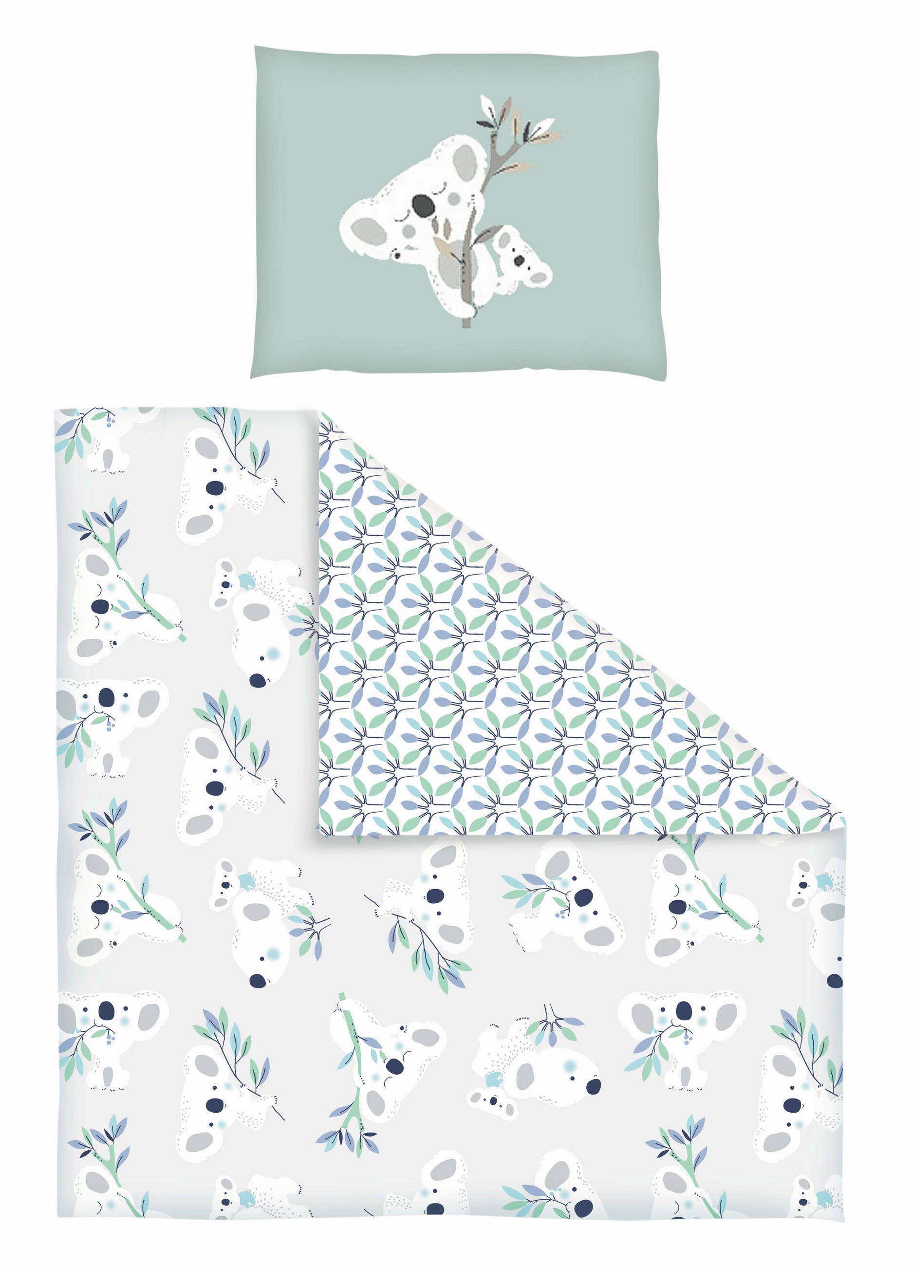 POSTELJINA ZA BEBE   28/3/38 cm   - siva/zelena, Osnovno, tekstil (28/3/38cm) - Patinio