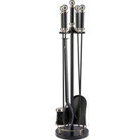 KAMINBESTECK 20/79/20 cm  Metall  - Schwarz/Nickelfarben, Basics, Metall (20/79/20cm) - Ambia Home