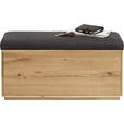 GARDEROBENBANK Eiche massiv Anthrazit, Eichefarben  - Eichefarben/Anthrazit, Design, Holz/Textil (90/45/38cm) - Waldwelt