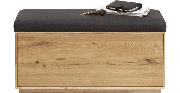 GARDEROBENBANK Eiche massiv Anthrazit, Eichefarben - Eichefarben/Anthrazit, Design, Holz/Textil (90/45/38cm) - Waldwelt