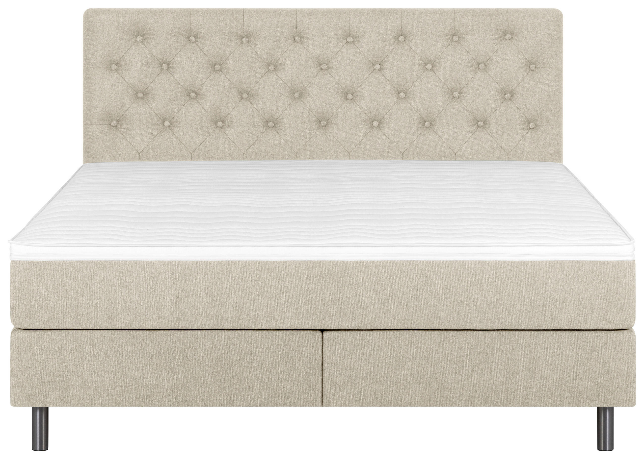 BOXSPRINGBETT 140/200 cm  in Beige  - Beige/Silberfarben, KONVENTIONELL, Textil/Metall (140/200cm) - Welnova