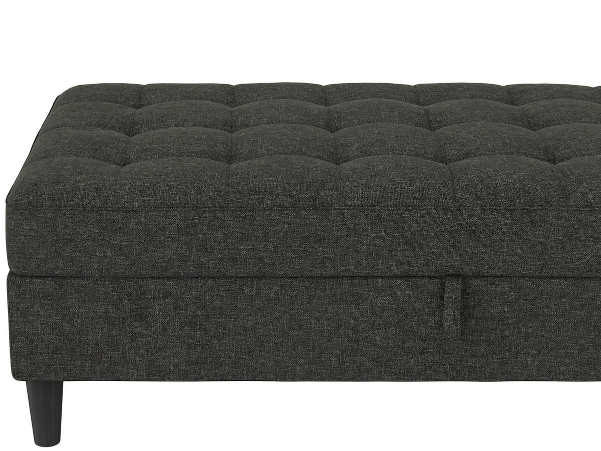 HOCKER PALERMO Webstoff, Leinenoptik Anthrazit  - Anthrazit/Schwarz, Basics, Kunststoff/Textil (130/43/69cm) - Livetastic