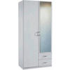 DREHTÜRENSCHRANK in Weiss  - Weiss/Silberfarben, Design, Glas/Holzwerkstoff (91/197/54cm) - Boxxx