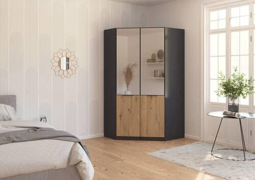 ECKSCHRANK 117/210/104 cm Grau, Eiche Artisan  - Eiche Artisan/Grau, KONVENTIONELL, Holzwerkstoff/Kunststoff (117/210/104cm) - James Wood