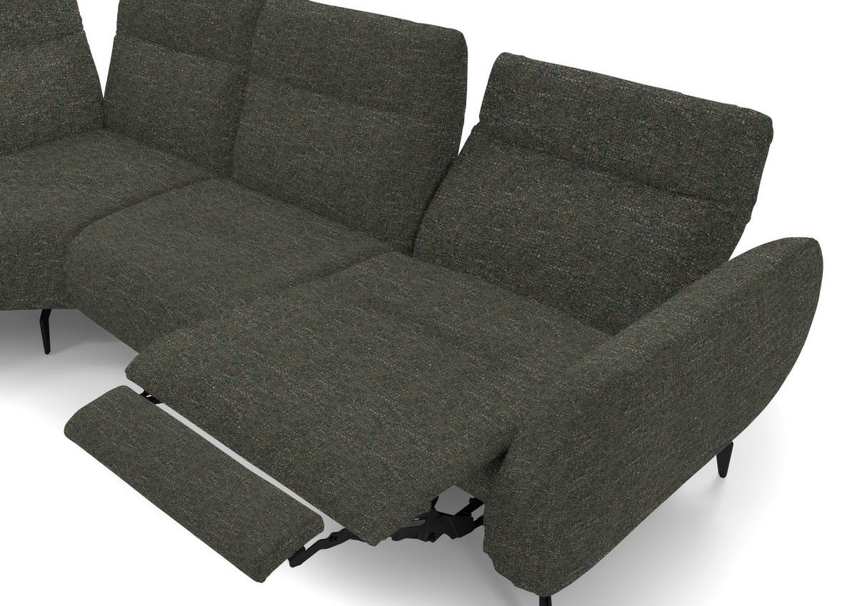 ECKSOFA in Webstoff Khaki  - Khaki/Schwarz, Design, Textil/Metall (223/290cm) - Moderano