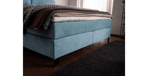 BOXSPRINGBETT 200/220 cm  in Pastellblau  - Pastellblau/Schwarz, KONVENTIONELL, Textil/Metall (200/220cm) - Esposa