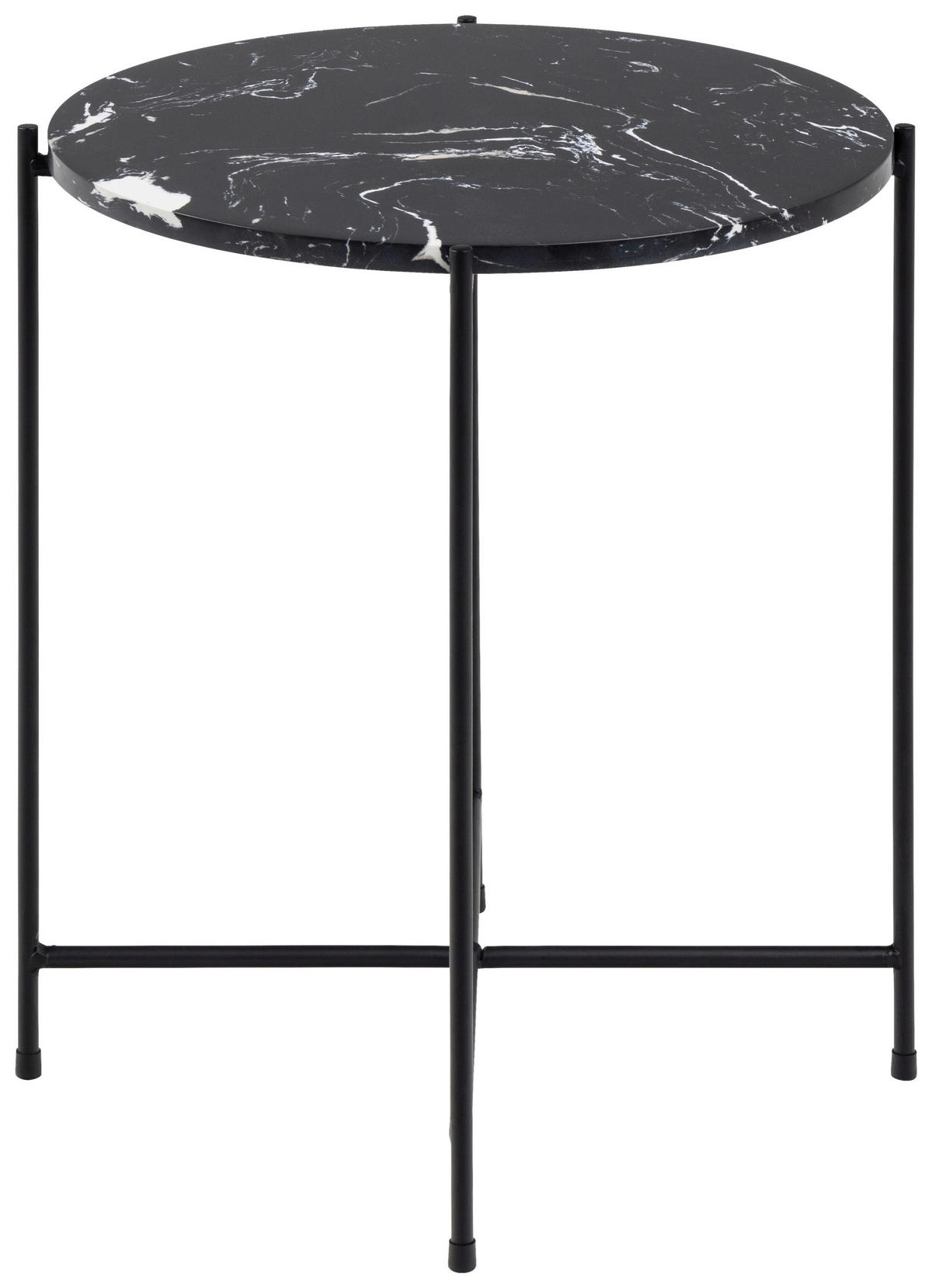 BEISTELLTISCH in Stein 42/42/45 cm  - Schwarz, Trend, Stein/Metall (42/42/45cm)