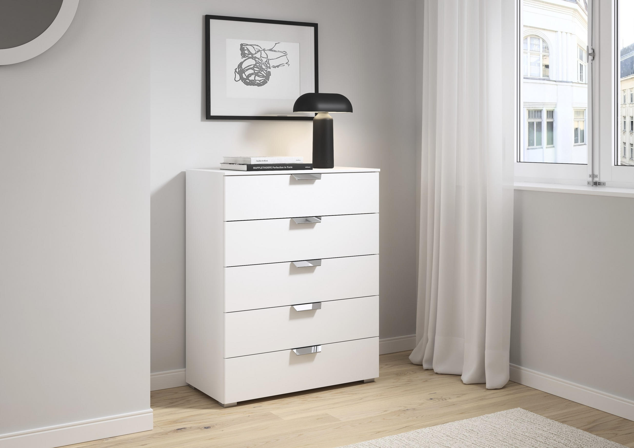 KOMMODE  in 80/100/43 cm  - Chromfarben/Weiß, Design, Holzwerkstoff/Metall (80/100/43cm) - Carryhome