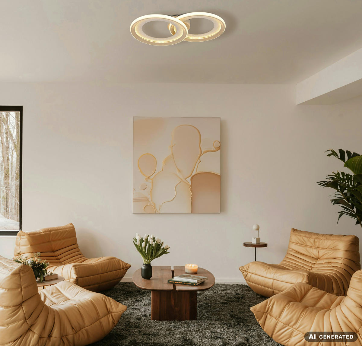 LED-DECKENLEUCHTE Glitra 52,5/31,5/9 cm  - Sandfarben/Silberfarben, Design, Kunststoff/Metall (52,5/31,5/9cm) - Globo