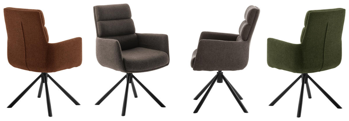 ARMLEHNSTUHL  in Stahl Webstoff  - Schwarz/Cappuccino, Design, Textil/Metall (61/90/64cm) - Dieter Knoll