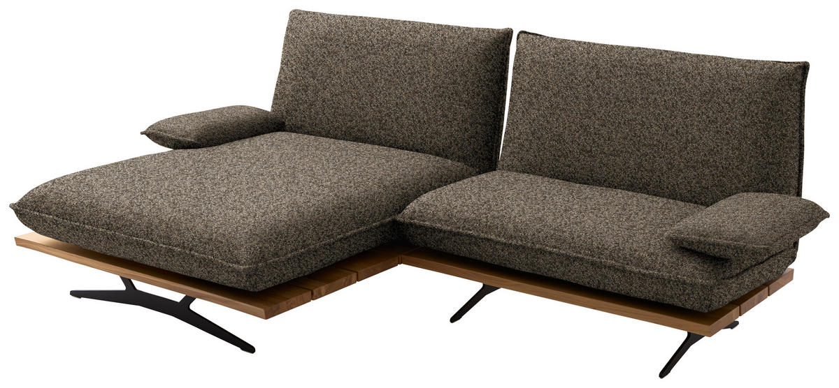 ECKSOFA  in Chenille, Flachgewebe Braun, Wildeiche  161/284 cm  - Wildeiche/Schwarz, Design, Holz/Textil (161/284cm) - Koinor