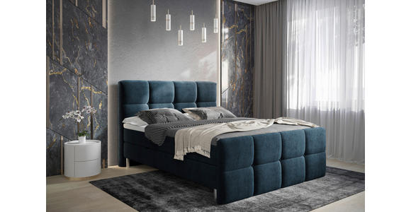 BOXBETT 180/200 cm in Blau, Dunkelblau - Chromfarben/Blau, MODERN, Holz/Holzwerkstoff (180/200cm) - Esposa