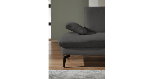 ECKSOFA in Chenille, Mikrofaser Graubraun  - Graubraun/Schwarz, Design, Textil/Metall (299/157cm) - Dieter Knoll