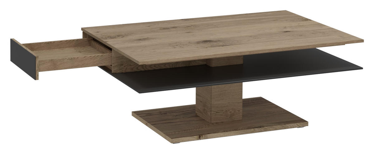 COUCHTISCH in Holz, Glas 120/75/46 cm  - Eichefarben/Anthrazit, Design, Glas/Holz (120/75/46cm) - Voglauer