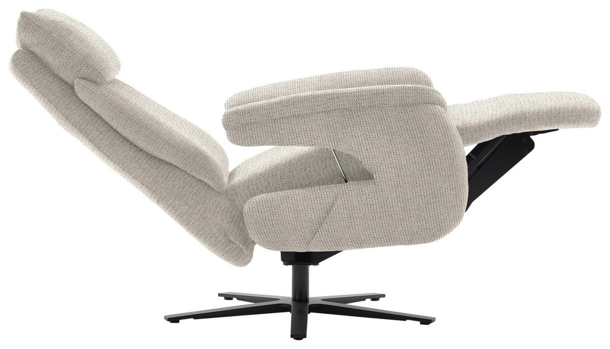 FERNSEHSESSEL in Struktur Silberfarben  - Silberfarben/Schwarz, Modern, Textil/Metall (73/113-117/85cm) - Cantus