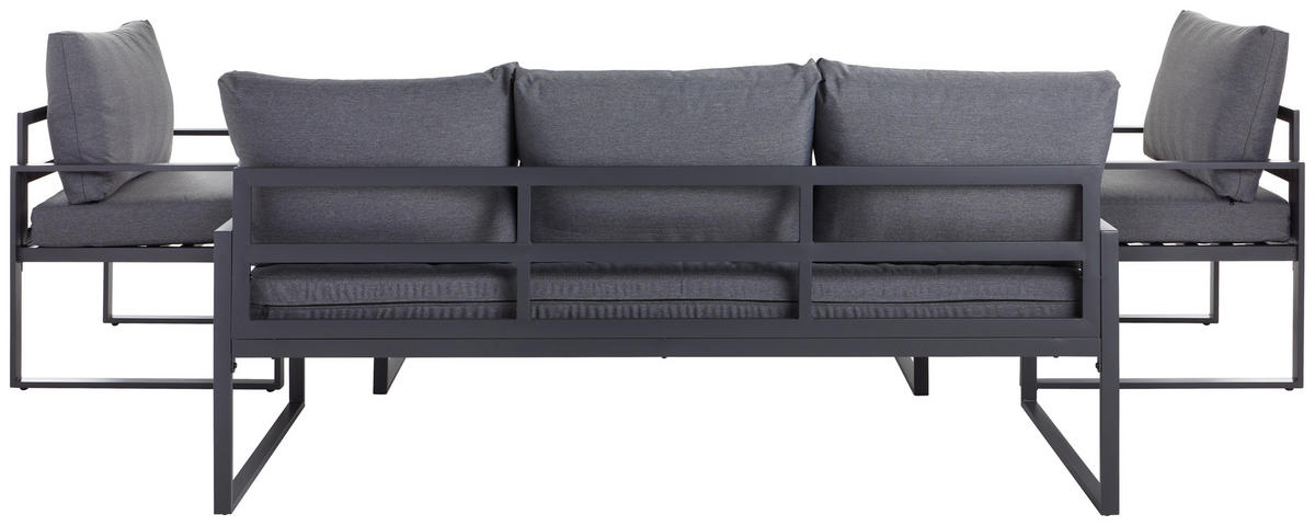 DINING-LOUNGESET  4-teilig  - Anthrazit/Schwarz, Modern, Glas/Textil (317/67/139cm) - Ambia Garden
