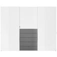 SCHWEBETÜRENSCHRANK in Grau, Weiß - Chromfarben/Weiß, Design, Glas/Holzwerkstoff (280/222/68cm) - Moderano