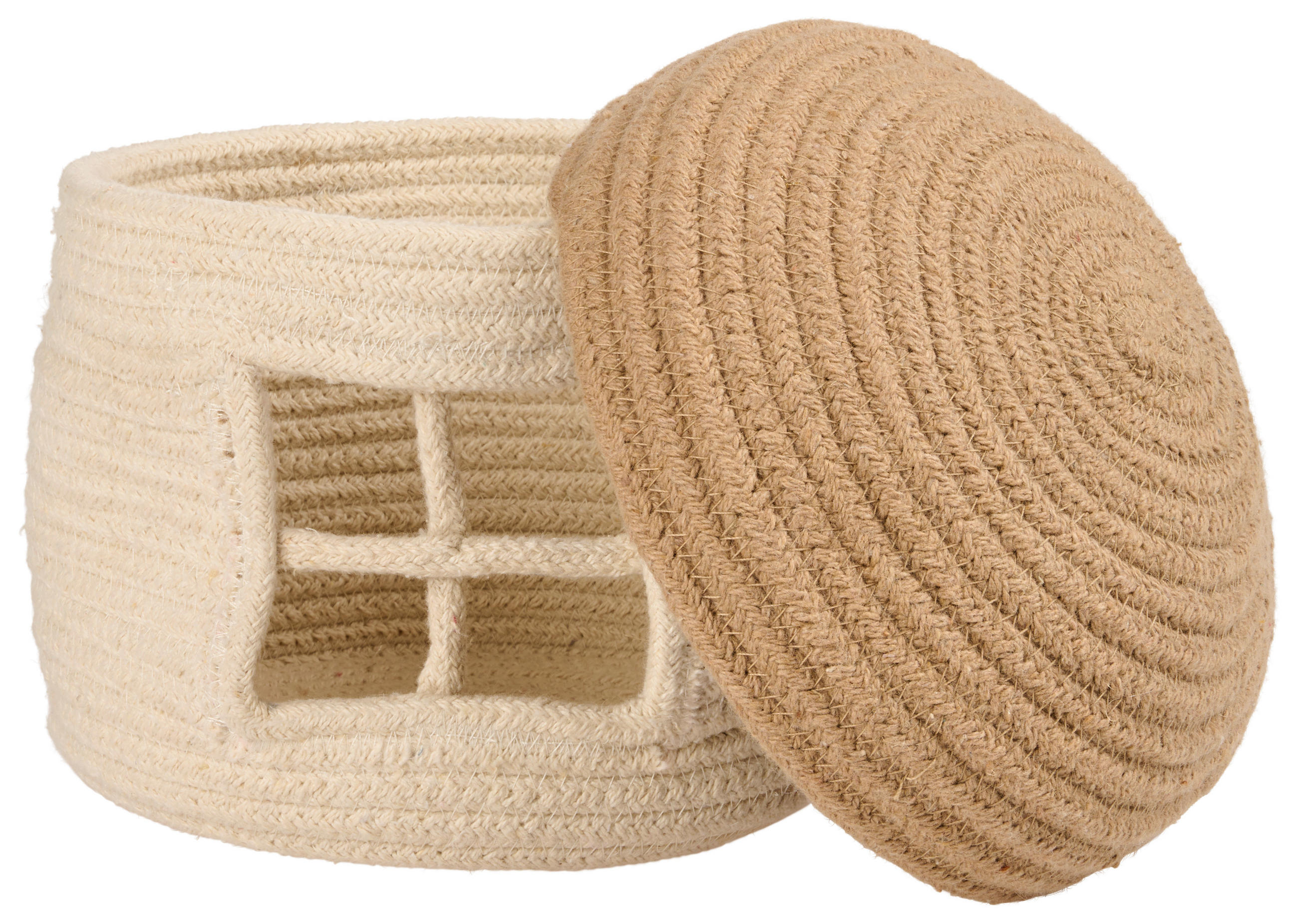 AUFBEWAHRUNGSKÖRBCHEN    20/20/20 cm  - Beige/Weiß, Trend, Textil (20/20/20cm) - Patinio